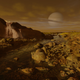 Illustration for article titled Gorgeous illustrations of what it would look like to stroll along Titans methane rivers